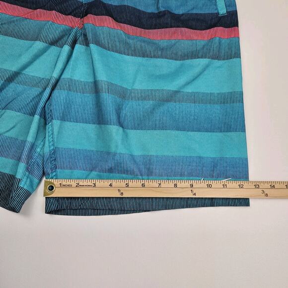 Nike Swim Volley Shorts Trunks Men's L Mesh Lined 11" Abstract Blue/Pink Striped - Picture 8 of 10